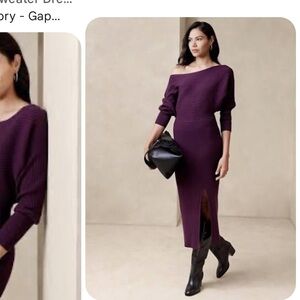Banana Republic One-Shoulder Ribbed Maxi Dress in Plum